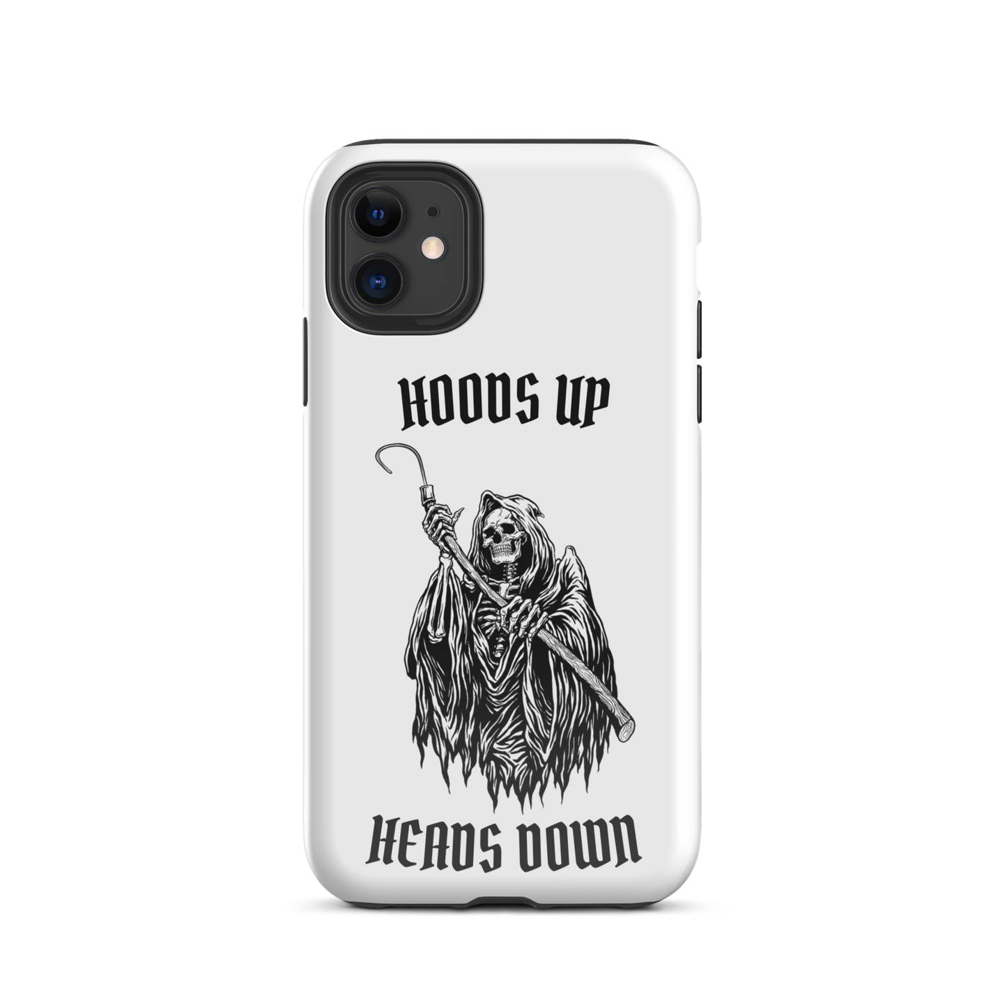 Hoods Up Heads Down Tough iPhone case (White)