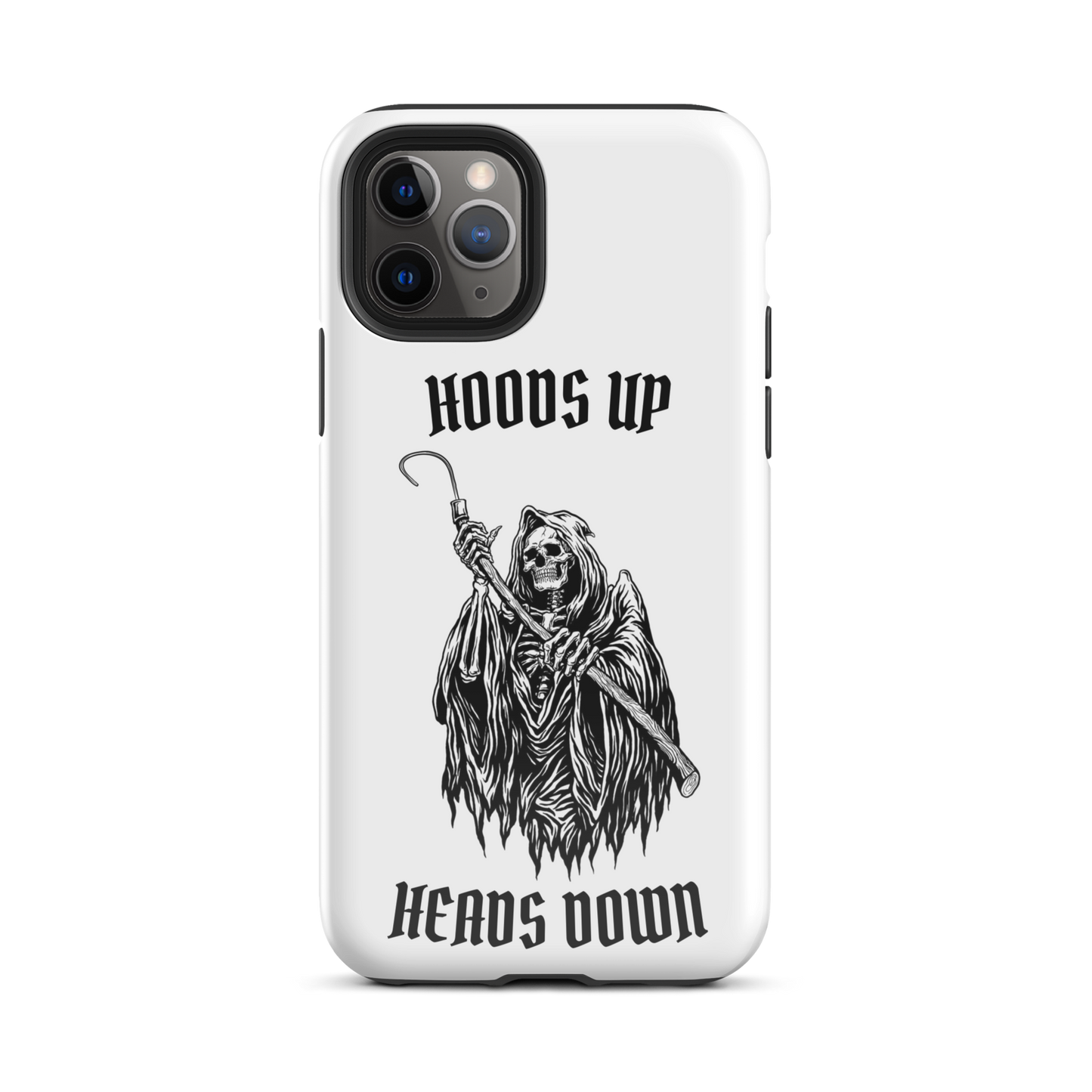 Hoods Up Heads Down Tough iPhone case (White)
