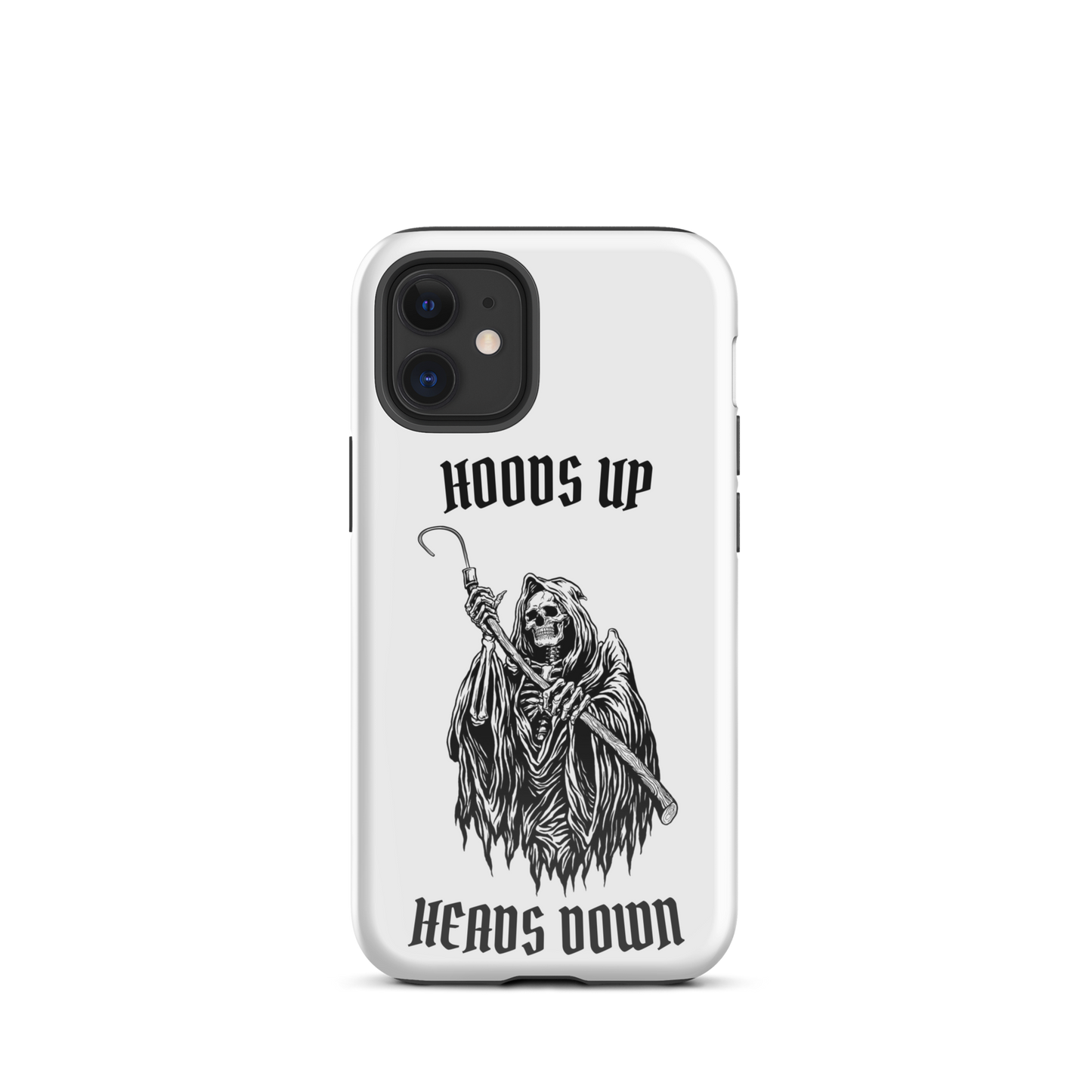 Hoods Up Heads Down Tough iPhone case (White)
