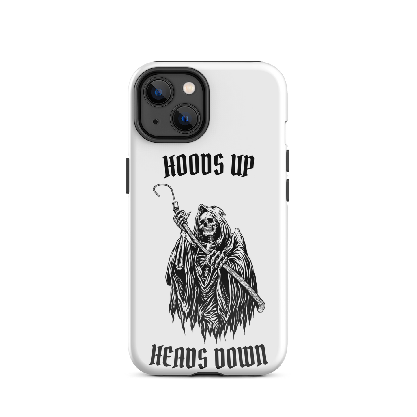 Hoods Up Heads Down Tough iPhone case (White)