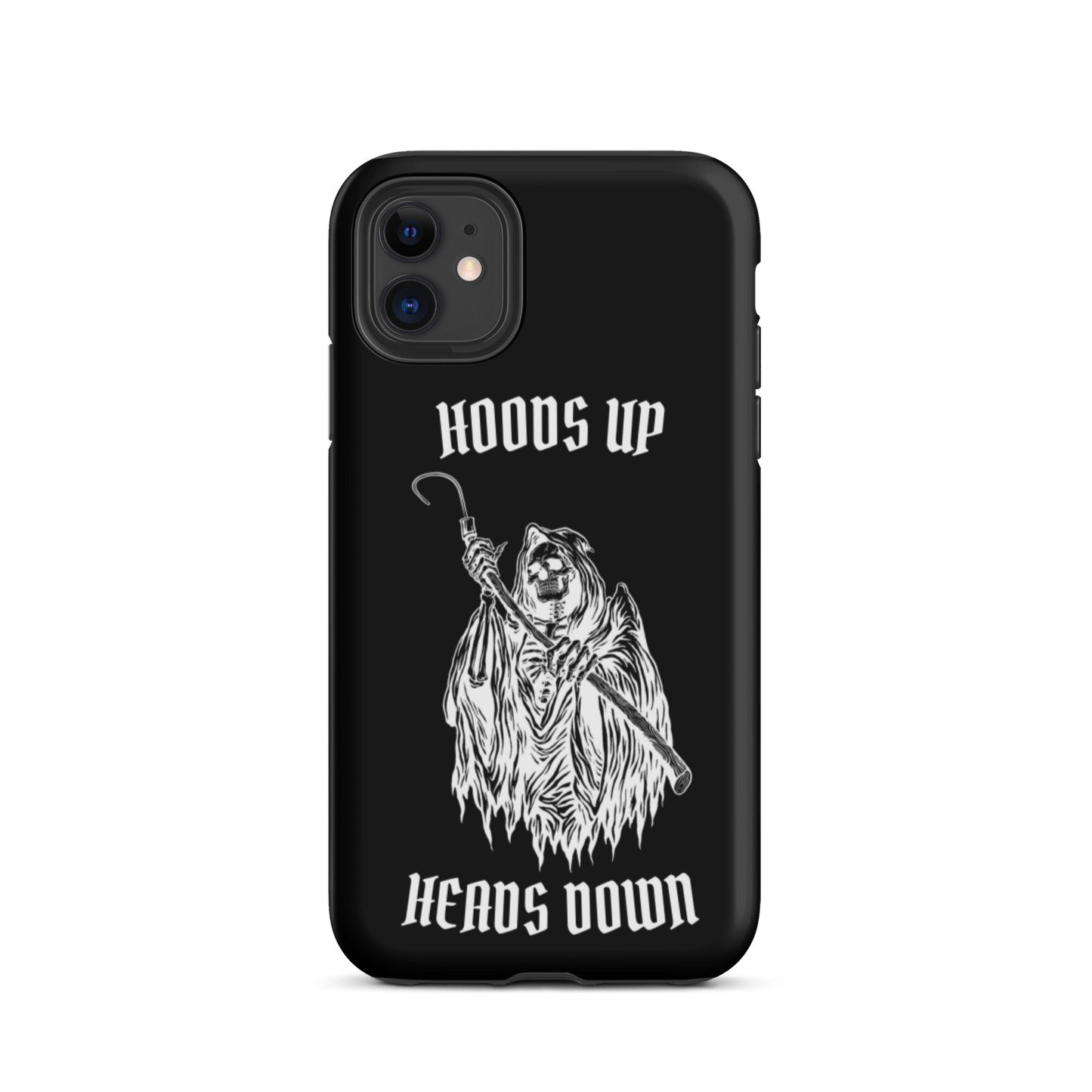 Hoods Up Heads Down Tough iPhone case (Black)