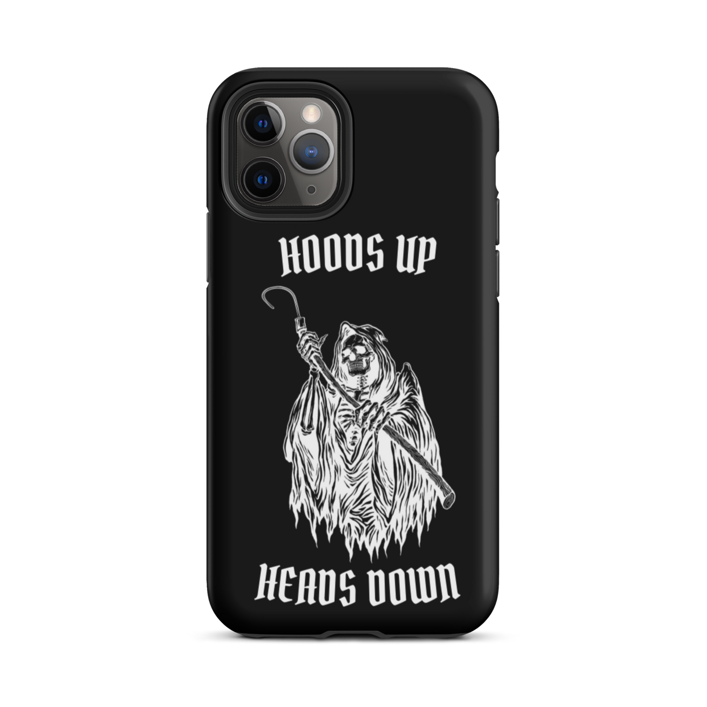 Hoods Up Heads Down Tough iPhone case (Black)