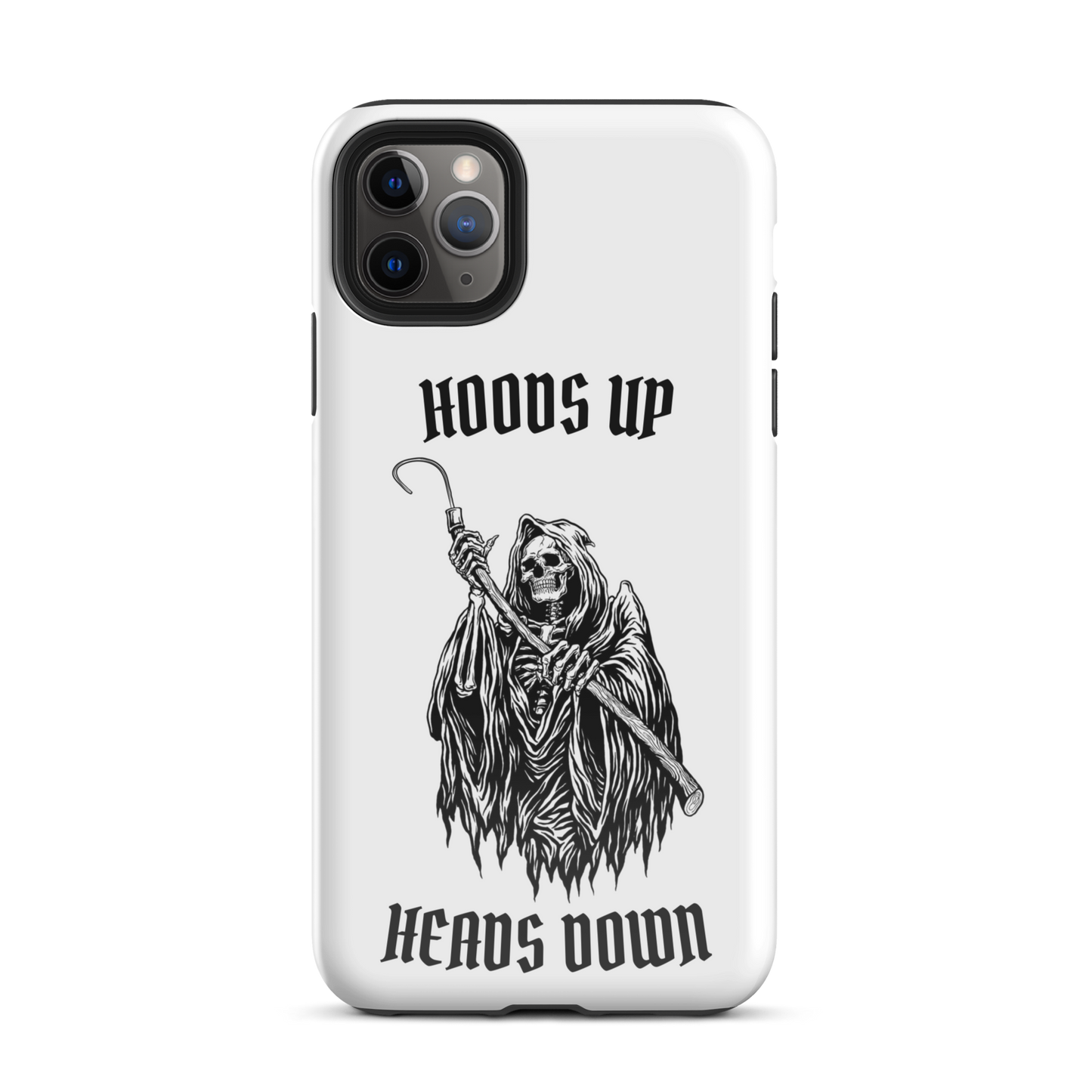 Hoods Up Heads Down Tough iPhone case (White)