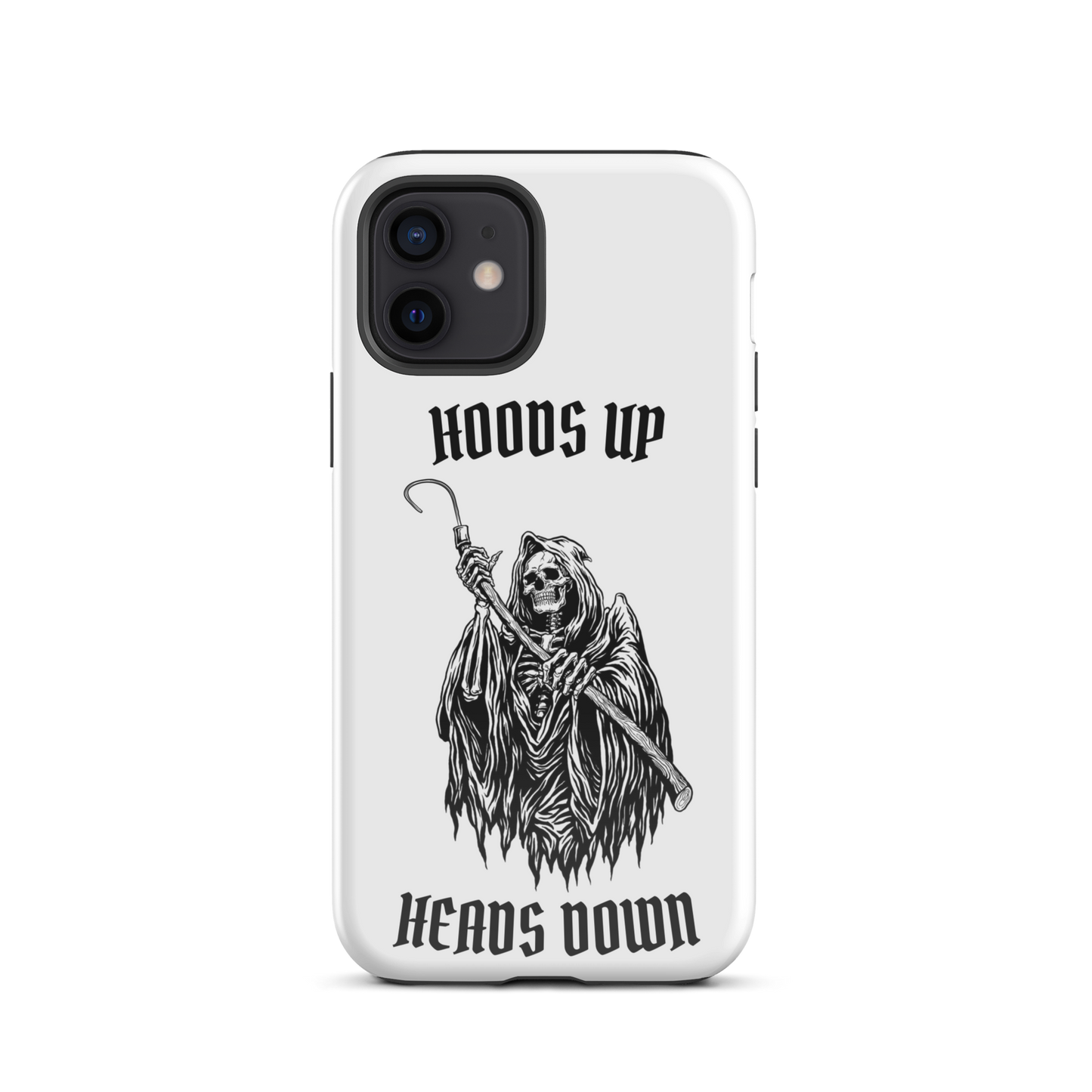 Hoods Up Heads Down Tough iPhone case (White)