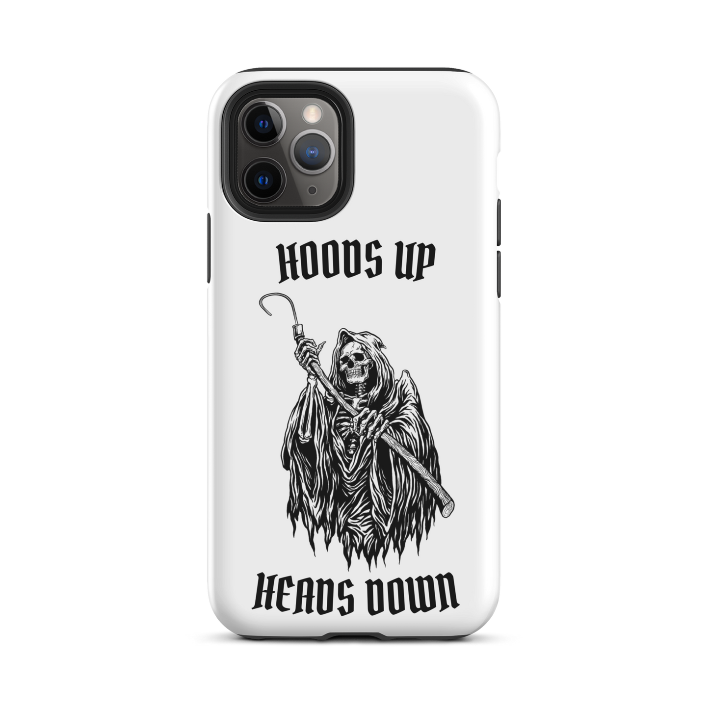 Hoods Up Heads Down Tough iPhone case (White)