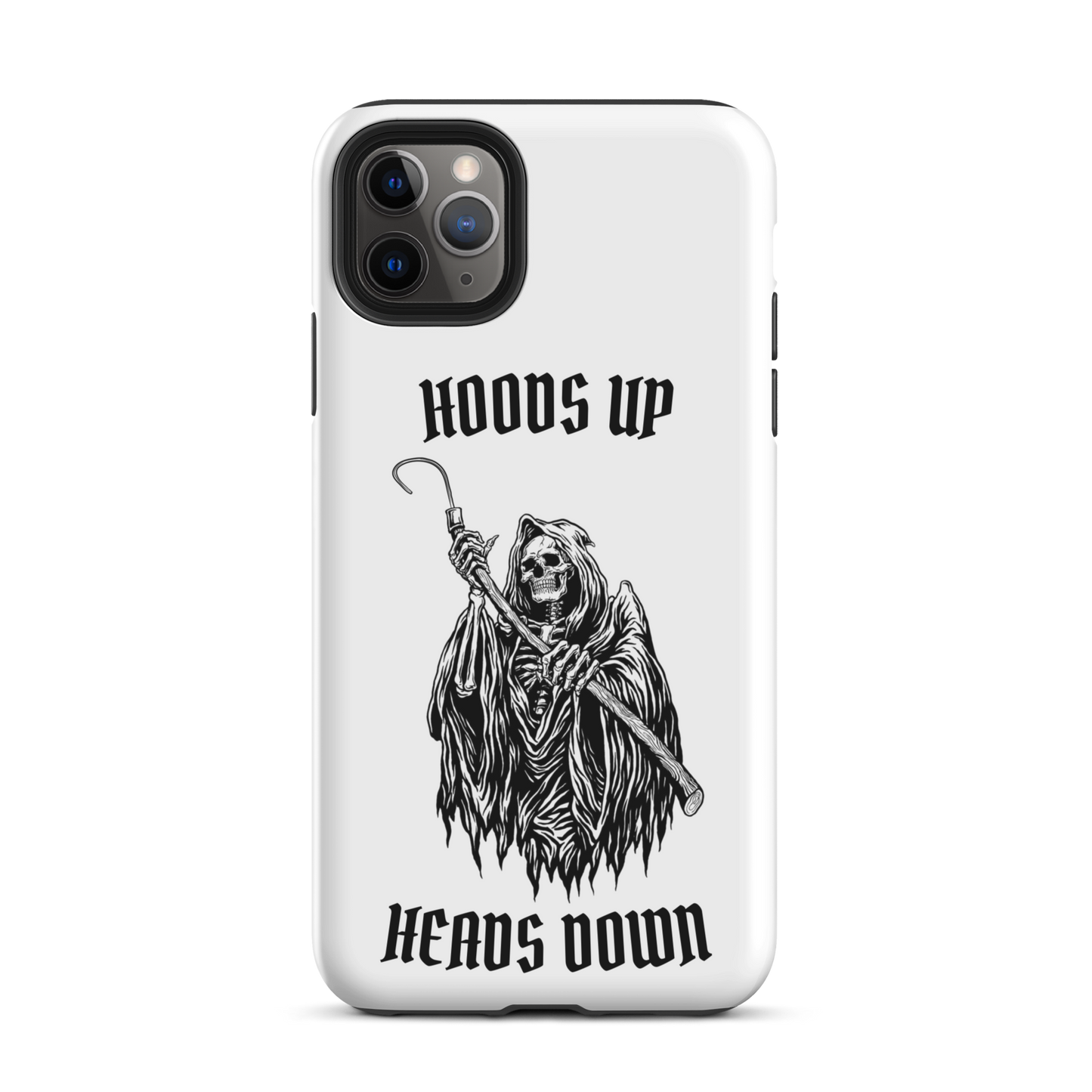 Hoods Up Heads Down Tough iPhone case (White)