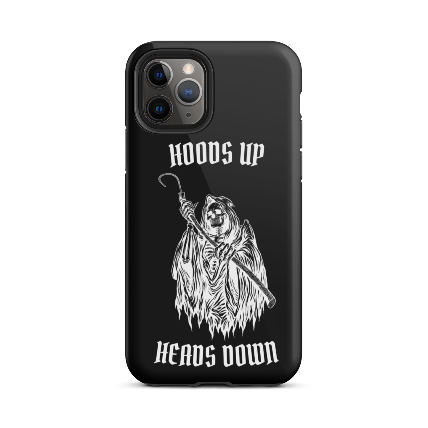 Hoods Up Heads Down Tough iPhone case (Black)